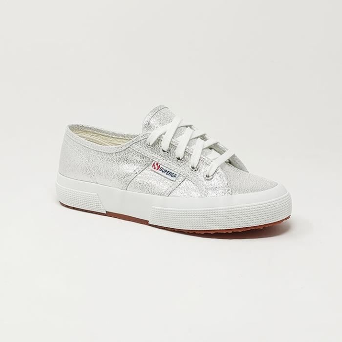 Basket Lame Argent Paillette CS SUPERGA Femme Gris Lacets Synthetique Plat Gris Cdiscount Chaussures