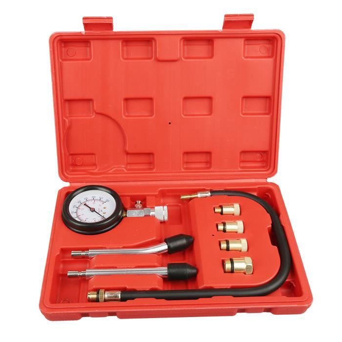Testeur De Compression Moteur 0-20 Bar / 0-300 PSI – Avec 4 Adaptateurs Filetés (M10 à M18) – Pour Essence, Diesel, Moto, Voiture, Tondeuse…