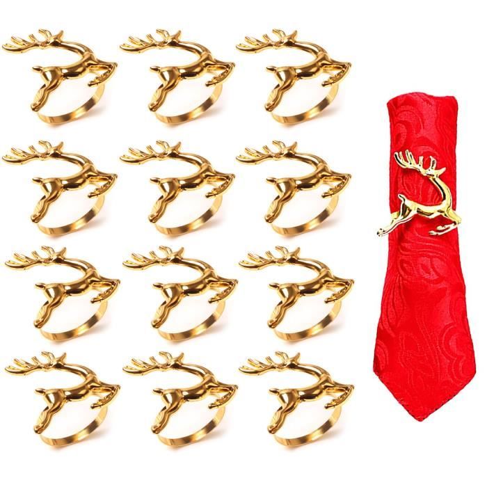 12 Ronds De Serviette De Noël - Motif Père Noël, 3 Couleurs (argent, Or, Rouge) - Décoration De Table Festive - 8