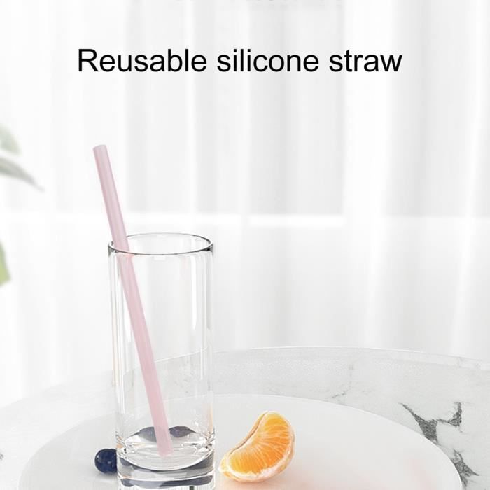 GoSili Lot de 3 paille et étui de voyage réutilisables en silicone souple, non toxique, translucide et passe au lave-vaisselle