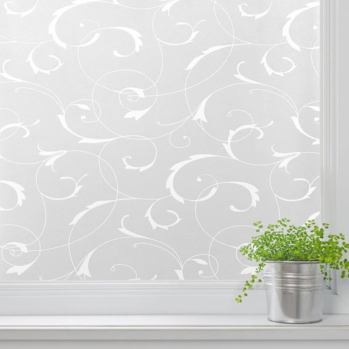 Rabbitgoo Film Occultant pour Fenêtre/Film fenêtre décoratif Anti-UV Anti-regard-Réutilisable Film-90X200cm-Motif Fleur