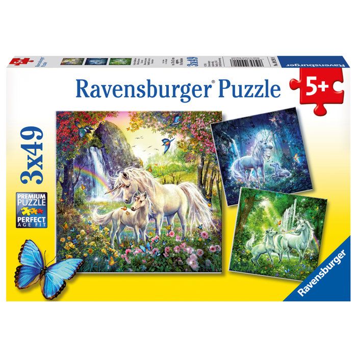 Puzzle 3 x 49 pièces : Les licornes Ravensburger Allemagne - vue 6