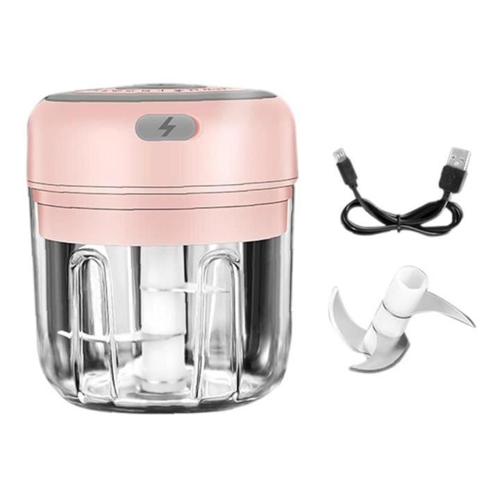 Masher à lail électrique meuleuse sans fil meuleuse portable mini chopper rose 250ml - Runfon