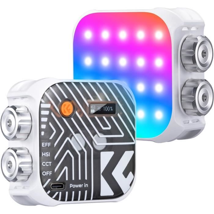 DILEGIO Lampe Vidéo Portable RGB LED Avec Lentille Unique Et Faisceau Laser Puissant - 2500-9000K, 20 Modes, Trépied Offert