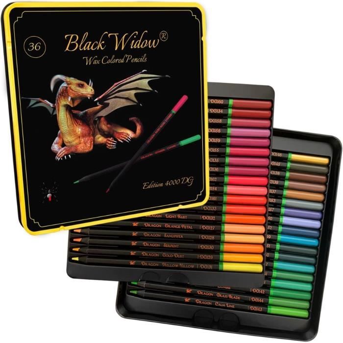 Black Widow Crayons de couleur pour adultes 36 crayons de couleur