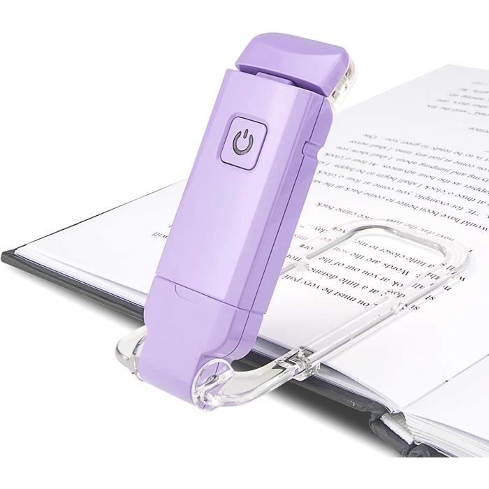 Lampe De Lecture Rechargeable HONWELL 3 Niveaux - Pince Flexible Violet Pour Livres Et Voyage