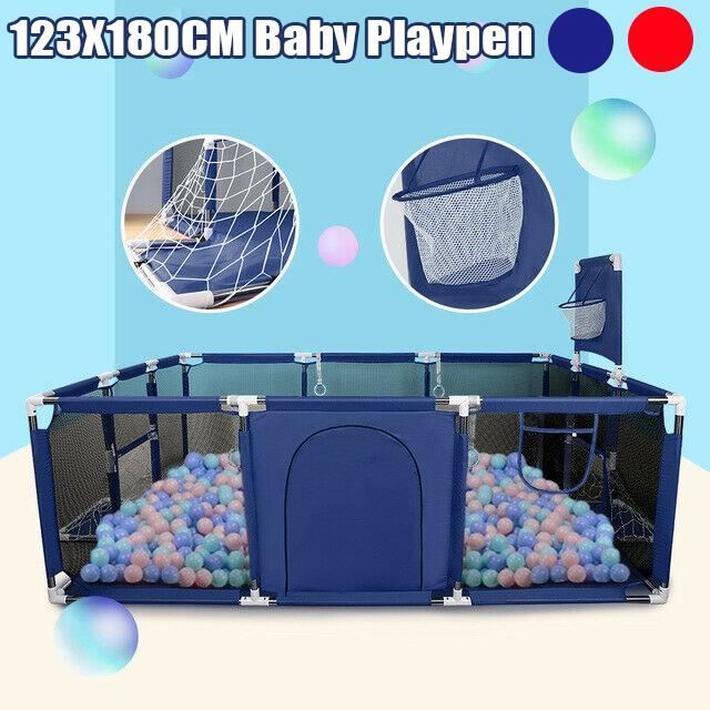 Tempsa 123x180x62cm Bebe Parc Enfants Barriere De Securite Balles De Piscine Pliable Enfant Pour 0 6 Ans Bleu Cdiscount Puericulture Eveil Bebe