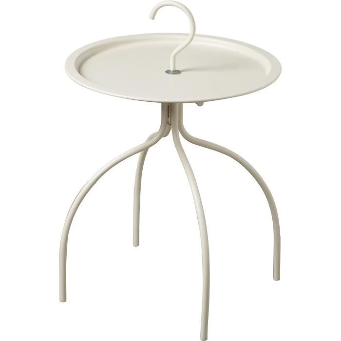 Petite Table Vintage Flora Blanche Antique 53 Cm - Table De Jardin Ou Table Basse En Fer