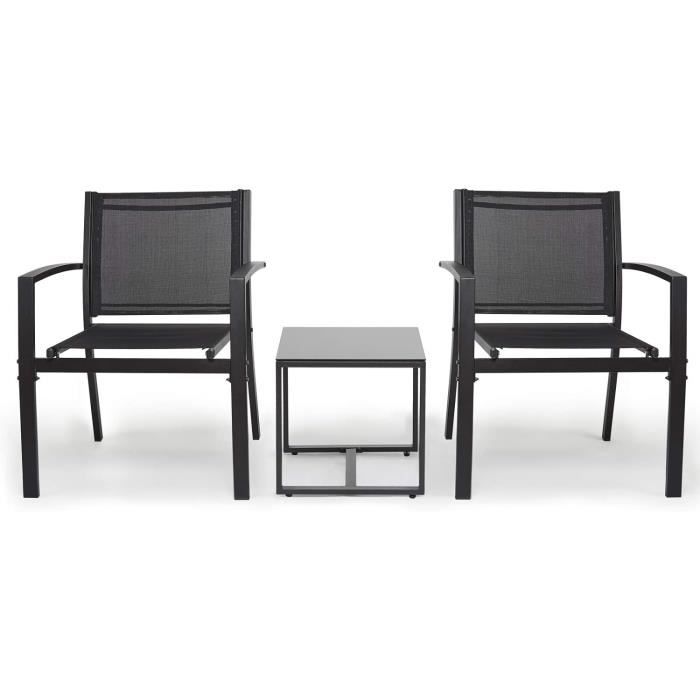 SPRINGOS Ensemble de meubles de jardin avec table et 2 SPRINGOS Ensemble de meubles de jardin avec table et 2