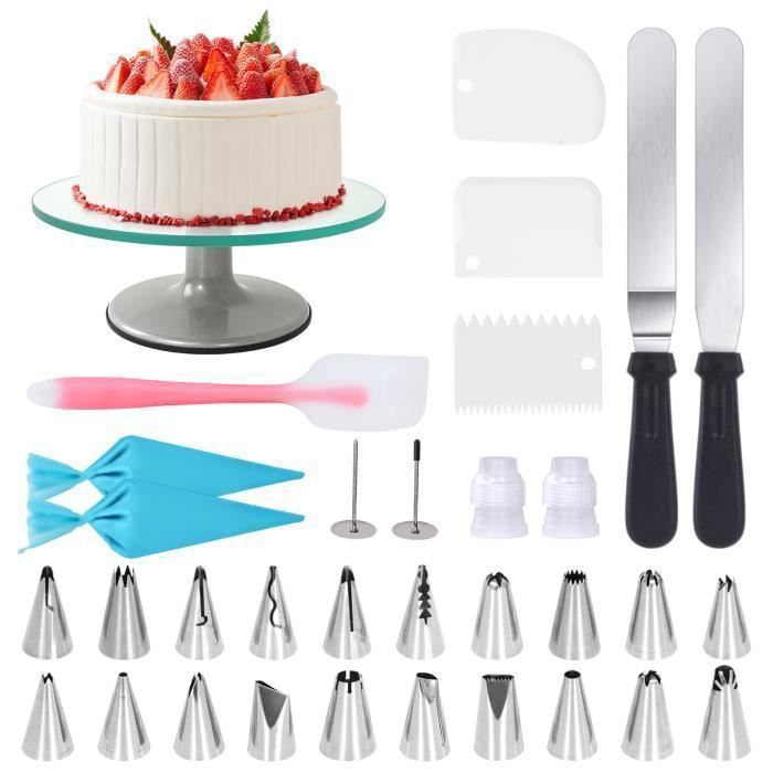 Kit Pâtisserie Complet 100 Pièces : Plateau Tournant + 48 Douilles Professionnelles + Accessoires Décoration Gâteau Idéal Débutants Et Pros