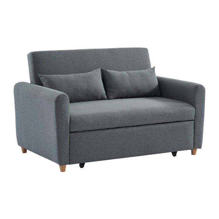 Canapé 2 places convertible en tissu gris AYLA