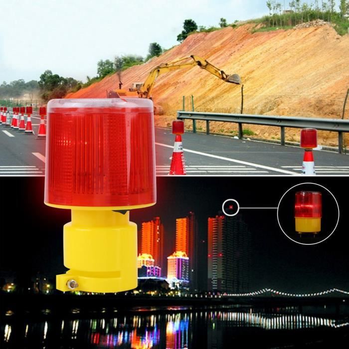 Lampe D'avertissement Solaire Anti - Bête Avec Volume élevé Lampe Clignotante Solaire LED Rouge/bleu - Avertissement Chantier, Sécurité - Panneau Solaire Inclus Lampe PVC Résistante