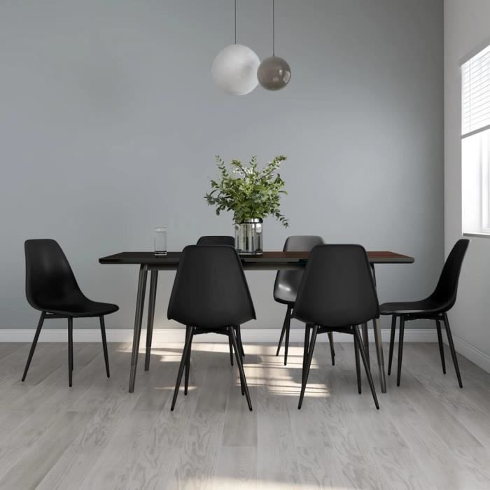 SALE 2024 Chaises à manger lot de 6 noir PP Pour Saloncuisine 46 x 52 x 84 cm 14337Kg