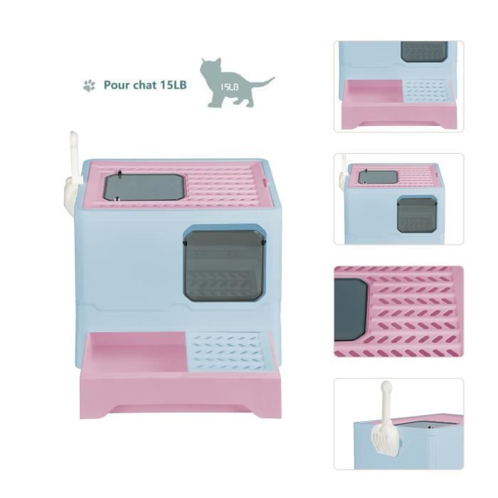 Meilleurs prix pour Willonin® Bac à Litière pliable pour chat, Maison de Chat Toilette tout-fermé, Anti Odeur Avec pelle et tiroir, Vert 45x35x38 CM