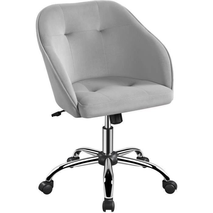 chaise de bureau fauteuil ergonomique pivotante dossier inclinable à 360° avec hauteur d'assise réglable gris clair-yaheetech