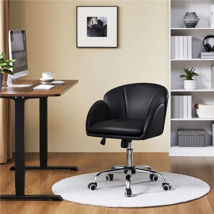 Fauteuil de Bureau avec Dossier Arrondi Chaise de Travail Réglable Hauteur- Inclinaison Roulettes 360° pour Salon Bureau YAHEETECH Fauteuil de Bureau avec Dossier Arrondi Chaise de Travail Réglable Hauteur- Inclinaison Roulettes 360° pour Salon Bureau YAHEETECH