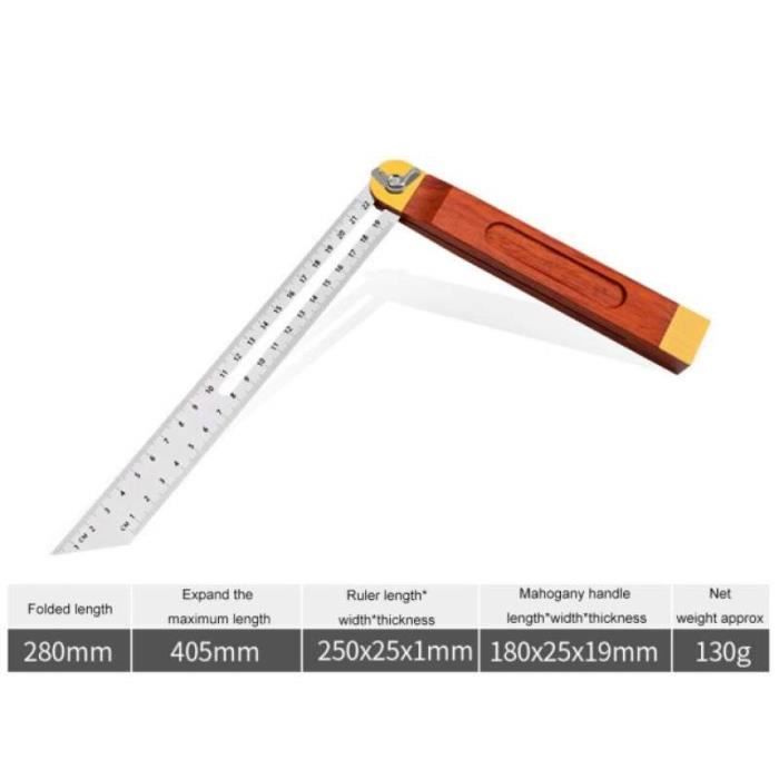 Biseau En T Coulissant Shinwa 16,5 Cm - Règle à Angle En Acier Inoxydable - Pour Menuiserie, Réglage Outils