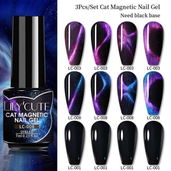 LS16663ensemble de vernis à ongles UV LED pailletés,Gel magnétique SemiPermanent SoakOff,7ML
