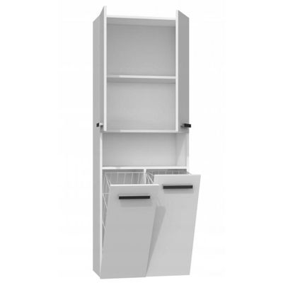 Meuble Haut 2 Portes Armoire Salle De Bain BDW NEL III 174cm - Avec Panier à Linge étagères Meuble Sous Lavabo Salle De Bain