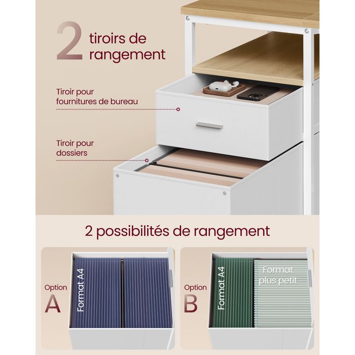VASAGLE Computerbureau – 140x60 Cm – Met 2 Lades, 3 Planken (middelste Verwijderbaar) – Industriële Stijl Vintage Bruin-zwart – Voor Thuis Of Kantoor