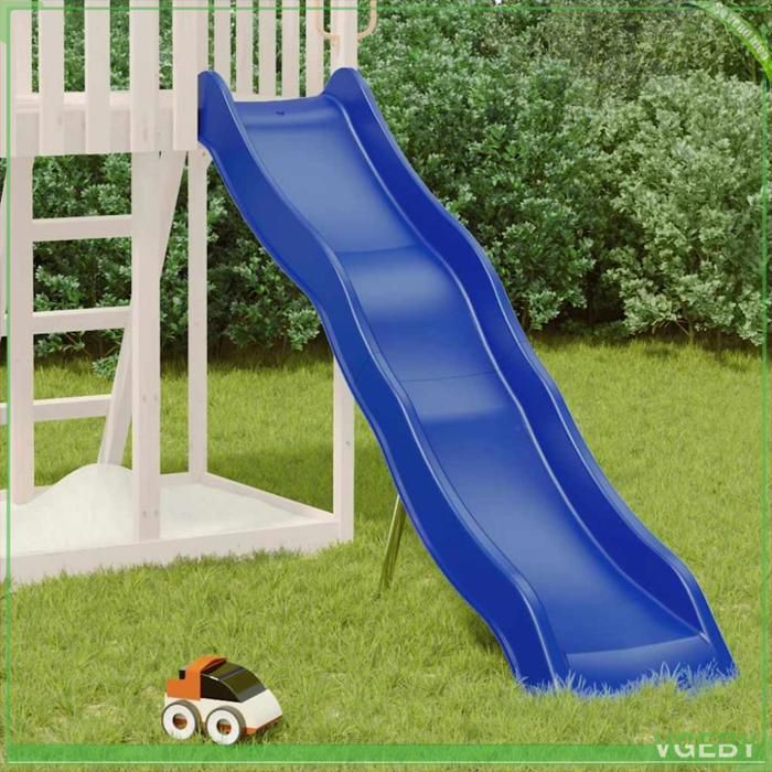 Toboggan De Jardin Bleu – 210 X 40 Cm – Polypropylène Résistant – Pour Enfants 3-8 Ans – Poids Max 45 Kg – Montage Simple
