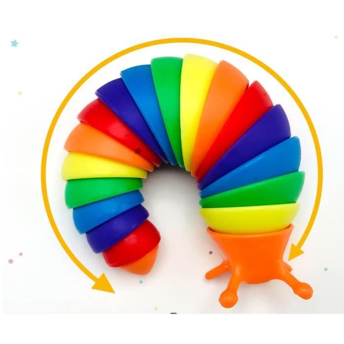 Lot De Deux Jouets En Plastique Pour Enfants, Coloré Rainbow Slug