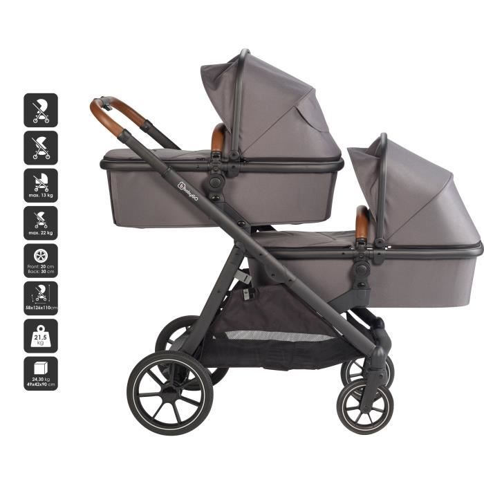 Poussette double Evalite Duo Capri - Made in Bébé