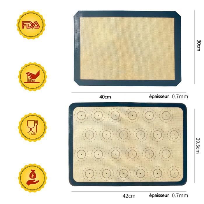 Lot De 4 Tapis De Cuisson En Silicone Anti-Adhérent Avec Mesures - Idéal Pâtisserie Macarons Biscuits Et Four