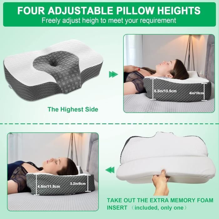 Hofuton Oreillers à Mémoire De Forme, Oreillers Ergonomiques Pour La Nuque Oreiller Orthopedique Anti Douleur Decontracter Les Muscles Marron 88036789