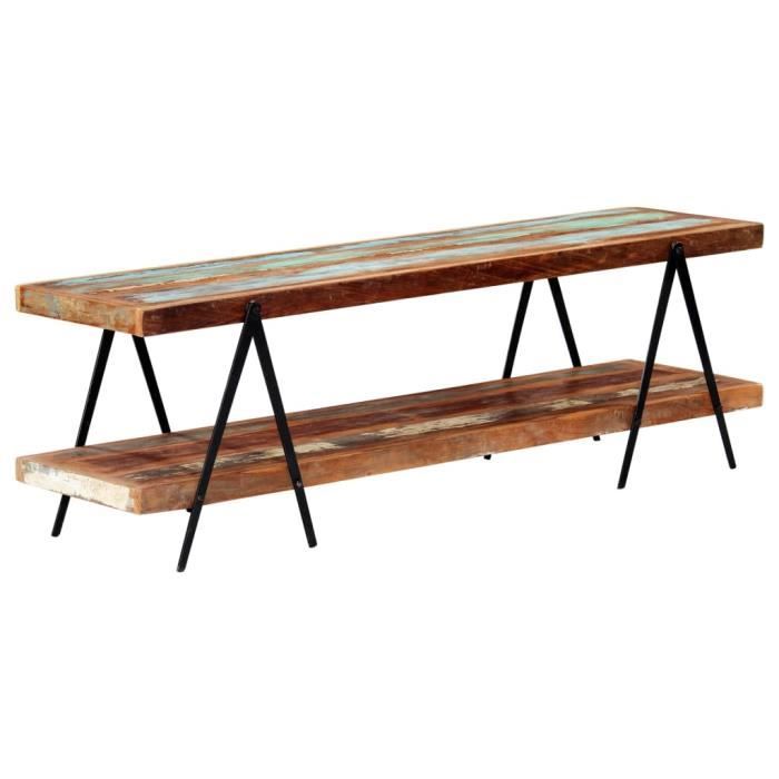 Prolenta Premium - Meuble TV 130x30x45 cm Bois de récupération massif