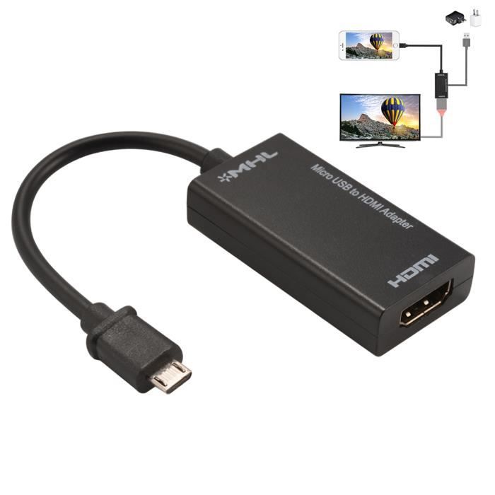 Câble adaptateur USB mâle + USB 2.0 femelle vers HDMI téléphone vers HDTV  pour iPhone/Galaxy/Huawei/Xiaomi/LG/LeTV/Google et autres téléphones