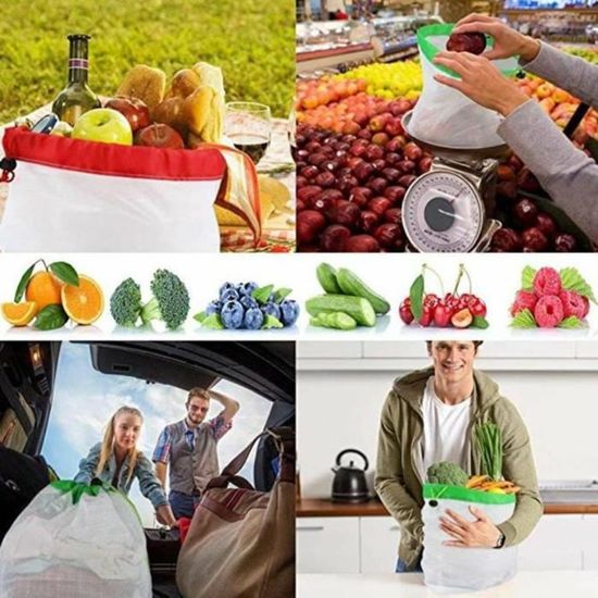 Rarlon 12Pcs Sac Transparent De Produit en Maille Reutilisable Sac Lavable Ecologique pour Epicerie Courses Stockage Fruits Legumes Jouets 