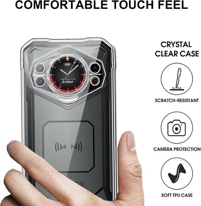 HGJTFANY Custodia per Doogee S200 X (6.72) + Pellicola in Vetro Temperato, Ultrasottile Morbido TPU Bumper Protettiva Case, Clear AntiGraffio Cover per Doogee S200 X - DUO6