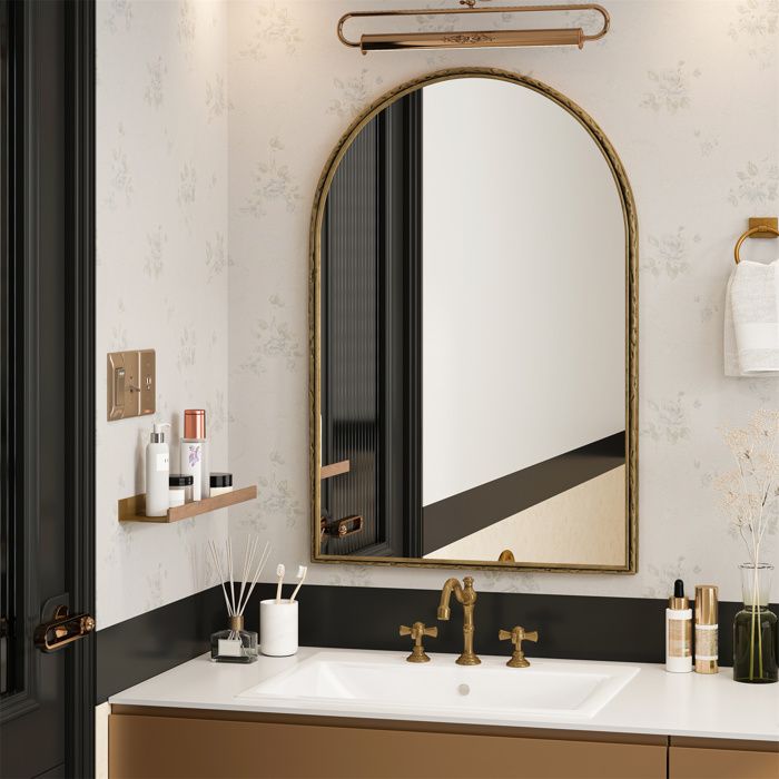 JMITHA Miroir Mural Arche 60×40cm Miroir Mural Arqué Miroir Salle de Bain pour Salon, Chambre, Entrée