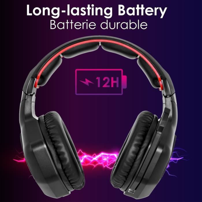 Casque Gamer Sans Fil Empire Gaming WarCry P-W1 - 2.4GHz, LED Rouge, Micro Anti-bruit - PS5 PS4 PC Xbox Switch