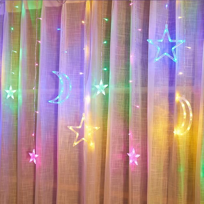 Minifinker Rideaux lumineux LED Star Moon Guirlande lumineuse LED 3.5m,  rideau lumineux étoile et lune, lampe deco eclairage - Cdiscount Maison