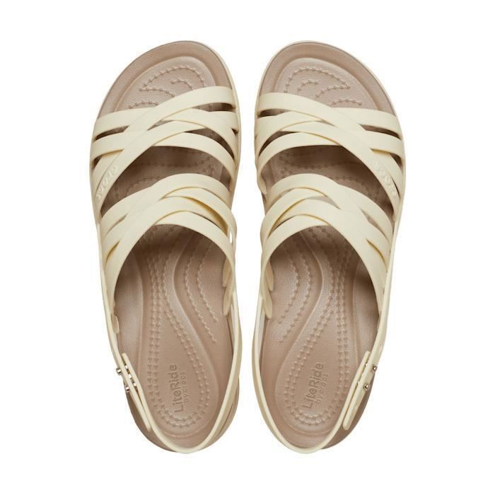 Crocs Compenser Sandales femme - CROCS - Brooklyn Strappy - Compensé - Couleur Bone ...