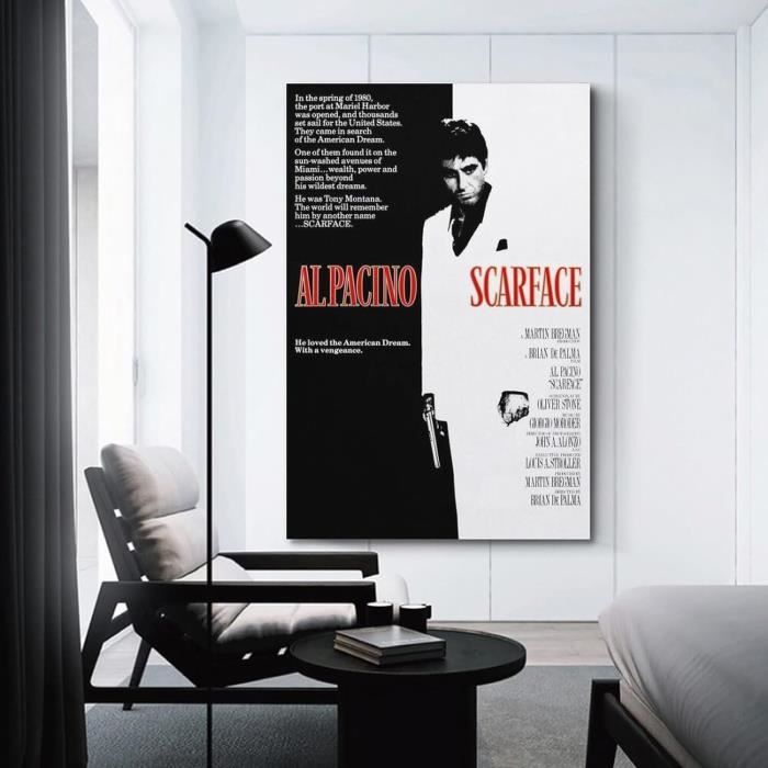 Toile Scarface - Impression Tony Montana, Al Pacino, Déco Murale