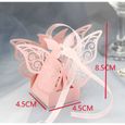 50pcs Boîtes à Dragées Cadeau Boite de bonbons Emballage papillon Papier perlé avec Rubans nuptiaux pour Mariage - Rose-3
