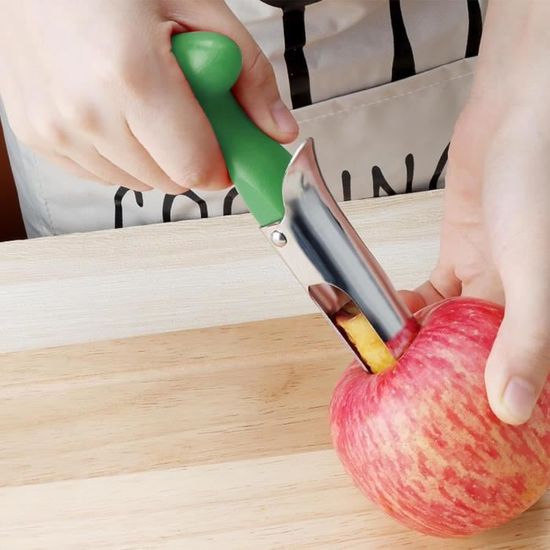 Vide-Fruits Et Légumes En Acier Inoxydable - Poignée En Bois Antidérapante, Pour Pommes, Poivrons, Etc. - 6