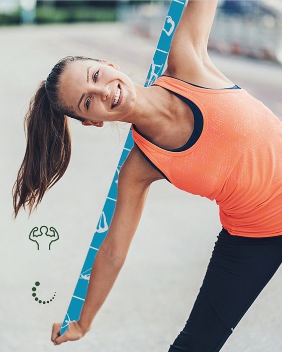 Sangle De Yoga Extensible à 9 Boucles – Bleu, Pour étirements En Yoga, Pilates, Danse Et Gymnastique