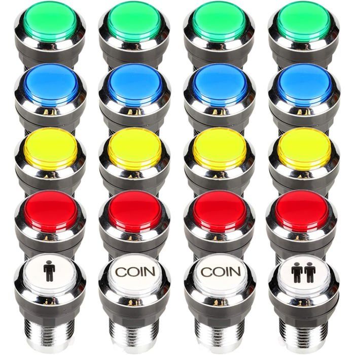 Bouton Lumineux Long Clipsable 30 mm LED Intégrée 5 Volts