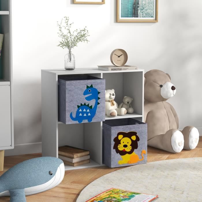 Meuble de rangement jouets enfant étagère de jouet pour chambre d'enfant 6  casiers 3 tiroirs non tissé MDF blanc - Achat & prix