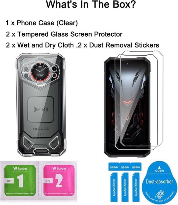 Custodia Trasparente Antiurto Per Doogee S200 + 2 Pellicole In Vetro Temperato – Cover Morbida TPU Con Airbag