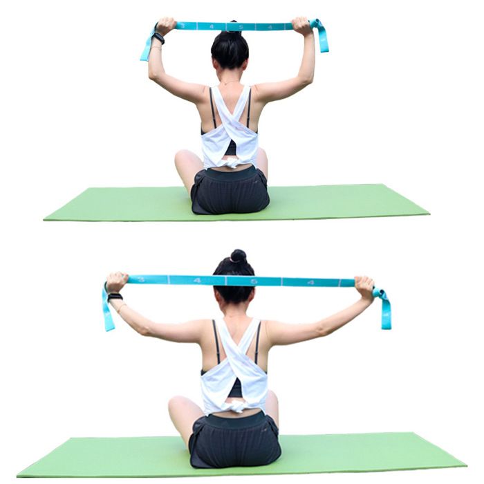 Sangle D'étirement Yoga Et Fitness Avec 8 Boucles - Bande élastique Réglable 93cm, Pour Pilates, Stretching, Rééducation