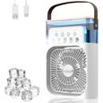 ®RisingFF Climatiseur portable , mini climatiseur portable 600 ml, mini ventilateur 3 vitesses, 7 veilleuses pour bureau