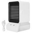 Mini ventilateur brumisateur 2-en-1 – USB rechargeable, 3 vitesses, lumière LED – pour bureau, maison et camping – Blanc