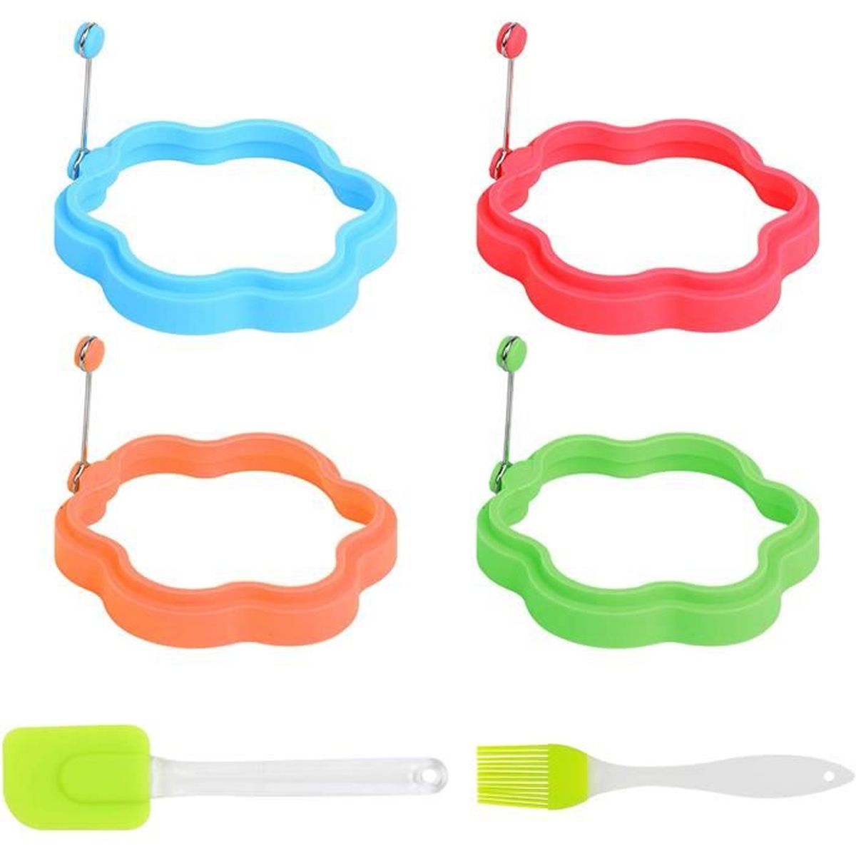 SALAKA 4pcs Coeur en Forme de Silicone Oeuf cr/êpes Anneaux Creative Omelette Moule Forme pour Oeufs Cuisson Moule