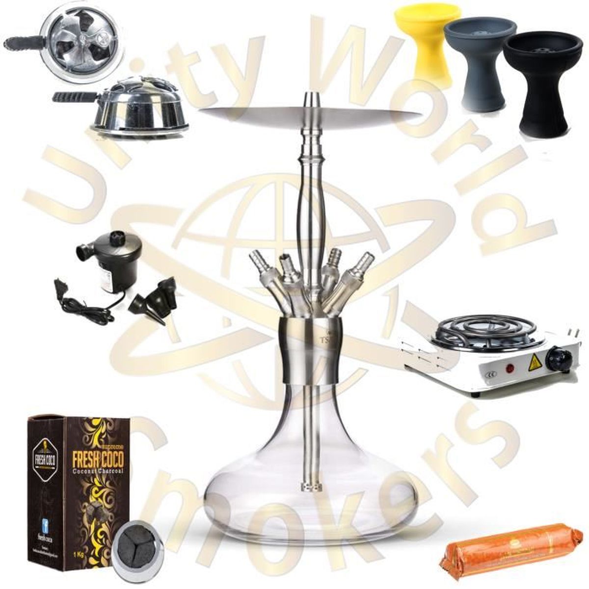 Plaque Chauffante A Gaz Chicha Pack Chicha Tsar Sambo V2 Tuyau Silicone Uws Vortex Kaloud