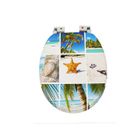 BRAND Abattant WC en bois moulé avec frein de chute motif Mosaïque plage